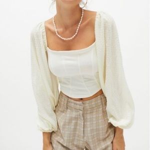 Urban Outfitters Claudia Ballon Sleeve Crop Top